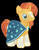 a tiny photo of a yellow and orange pony wearing a wizard cape